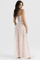 Robe longue élégante Joydressing en jacquard rose poudré, sexy, à fines bretelles, sans manches, pour soirées et fêtes, vente en gros, sur mesure