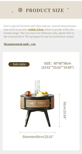 <span class=keywords><strong>Table</strong></span> d'appoint noire de style moderne du milieu du siècle avec tiroir en rotin, pieds en bois massif, <span class=keywords><strong>table</strong></span> de chevet bohème pour chambre à coucher, salon, accent - Product Image 5