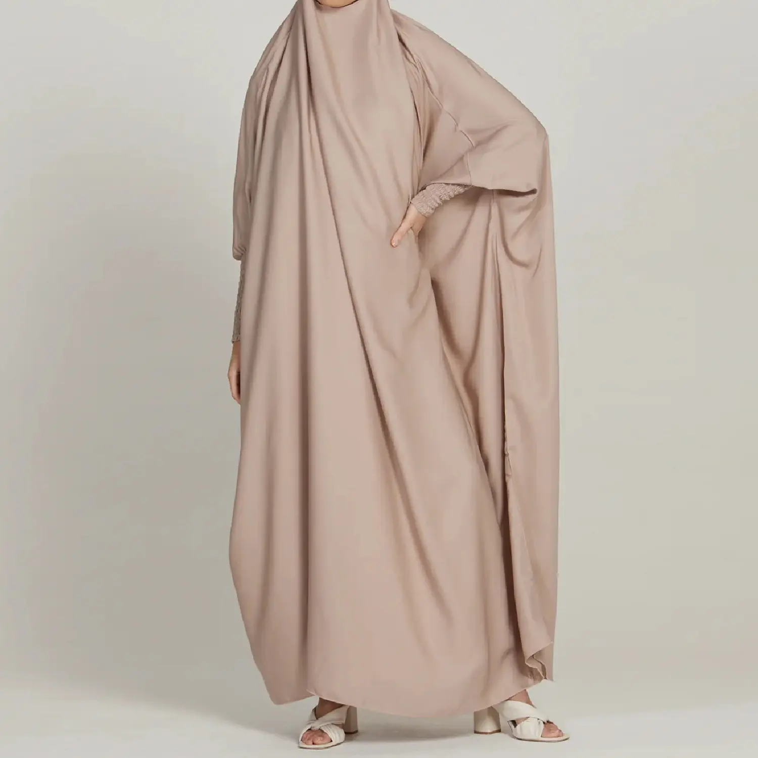 ชุดสวดมนต์ abaya 2024 Eid 10สีชุดเจียมเนื้อเจียมตัวตะวันออกกลางอินโดนีเซียมาเลย์ผู้หญิงอาบาจาดูไบอิสลามเสื้อผ้า khimar jilbab