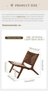 Handmade Solid Ash Wood Linen Woven Rope Lounge <strong>Chair</strong> Mid-Century Modern Scandinavian Natural Style for Living Room and Balcony - Product Image 6