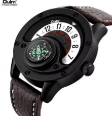 Reloj Inteligente de Cuarzo para Hombre Oulm 3880 Negro, Marca de Primera Calidad, Precio al por Mayor, Correa de Cuero, Brújula, Reloj de Pulsera Casual y Moderno - Product Image 2