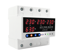 JIUJI JJTP2-63A Sélecteur de phase automatique, interrupteur de transfert intelligent, protection de tension et de courant réglable, protection triphasée