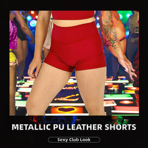 Shorts Metálicos de Piel Sintética PU para Mujer, Sexy, Ajustados, de Cintura Alta Elástica, Impermeables, para Verano, Venta al Por Mayor - Product Image 2