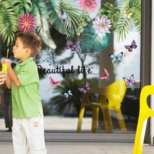 SK2025AB Green Plant <b>Wall</b> Sticker PVC Waterproof Removable Modern Home <b>Decoration</b> Irregular Shape - Product Image 3