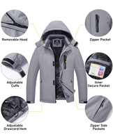 Veste d'hiver à fermeture éclair avec logo personnalisé pour hommes, coupe-vent imperméable, veste de ski d'extérieur, vente en gros
