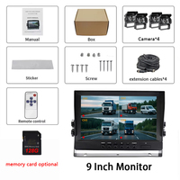 9 pouces AHD Quad écran partagé moniteur 4CH Vision nocturne étanche vue arrière système de caméra de recul pour camion RV véhicule surveillance