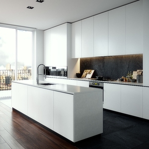 Conception personnalisée Armoires de cuisine bon marché Finition mélamine Armoire de cuisine blanche à <span class=keywords><strong>vendre</strong></span> Armoires de cuisine européennes modulaires - Product Image 2