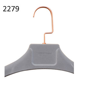 Percha de terciopelo Flocado de plástico Gris de Material PS de 18 pulgadas con gancho de Metal cromado para adultos, tops masculinos, traje de abrigo - Product Image 5
