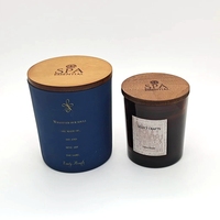 Vente en gros, bonne qualité, couvercle en bois de luxe personnalisé avec anneau en silicone pour pot de bougie en verre, décoration de la maison