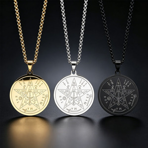 Nuova Collana in Acciaio Inossidabile <span class=keywords><strong>con</strong></span> <span class=keywords><strong>Nome</strong></span> di Dio in Ebraico e <span class=keywords><strong>Stella</strong></span> a Cinque Punte - Gioielli Unisex - Accessori in Acciaio Inossidabile - Product Image 2