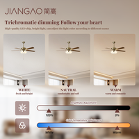 Ventilateur de plafond intelligent 52 pouces avec lumière, 6 vitesses, télécommande, 4 pales, lampe LED, lustre Guzhen à angle invisible, intensité variable, CRI 97 élevé