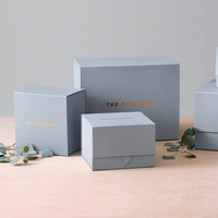 Boîtes Cadeaux Magnétiques Grandes en Carton Rigide Bleu Ciel de Luxe avec Poignée Ruban et Logo Personnalisé