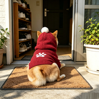Sweat à capuche pour chien de haute qualité avec motif de patte, pull tricoté pour animaux de compagnie, pompon, chaud pour l'hiver, vêtements mignons pour chiots et chats