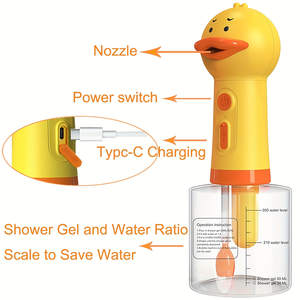 OEM điện tạo bọt dầu gội quả cho chó và mèo tắm dễ thương Vịt sạc xà phòng Dispenser cho pet tắm - Product Image 3