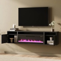 Meuble TV mural flottant au design moderne avec étagère ouverte pour salon
