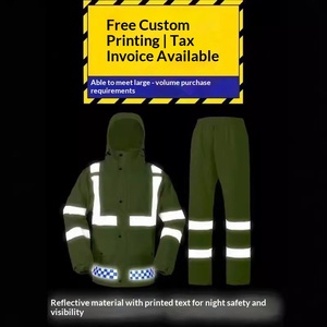 Ensemble pantalon et veste <span class=keywords><strong>de</strong></span> <span class=keywords><strong>pluie</strong></span> réfléchissants pour homme, ensemble imperméable épais et complet pour les travaux <span class=keywords><strong>de</strong></span> voirie et d'assainissement - Product Image 3