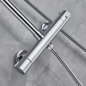 Robinet de douche thermostatique 150 mm, monocommande, cartouche céramique, jet pluie, tête ronde G34G12, débit 3,5-4,9 GPM - Product Image 1