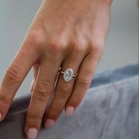 Offre Spéciale Main Bijoux Moissanite Gemstone14k Or Déclaration Ovale Forme Anneau Pour Les Femmes