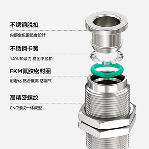 304 Stainless Steel <b>Quick</b> Coupler 0.8Mpa High Pressure Pneumatic <b>Connector</b> For Industrial Use - Product Image 1