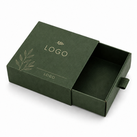 Boîte en papier ondulé kraft vert forêt écologique avec logo personnalisé, boîte à tiroir de luxe pour bijoux, cosmétiques, soins de la peau, emballage cadeau, petites boîtes coulissantes