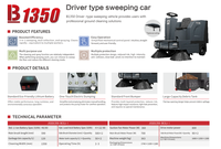 Balayeuse autoportée B1350, largeur de nettoyage 1350 mm, machine de balayage électrique à batterie lithium avec bac à poussière de 120 L pour entrepôt