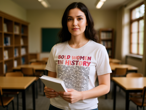 T-shirt da donna Bold Women In History, 100% cotone, vestibilità regolare, casual, con stampa di scritte femministe, girocollo, manica corta - Product Image 2