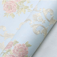 Papier Peint Adhésif Non Tissé 3D Floral Jardin Européen Chambre Salon Fond TV Maison Autocollant Mural Épaisseur 2mm