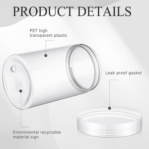 Tarros de plástico PET transparentes de boca ancha de 100ml, 150ml, 200ml, 500ml (2 oz, 6oz, 16oz) con tapas blancas y negras sellables para polvo, mantequilla, crema y cosméticos. - Product Image 3