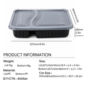 ถาดอาหารแบบใช้แล้วทิ้ง OEM 2 ช่อง ผลิตจาก PP พร้อมฝาปิดใสแบบ Snap ป้องกันการรั่วซึม ใช้กับช่องแช่แข็งได้ เหมาะสำหรับร้านอาหาร - Product Image 2