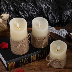 Vela LED <span class=keywords><strong>de</strong></span> Plástico Retro, Vela <span class=keywords><strong>de</strong></span> Té sin Llama, Cera Real, <span class=keywords><strong>Tres</strong></span> <span class=keywords><strong>Pilares</strong></span>, Funciona con Batería, Hecha a Mano, Decoración para Bodas y Hogar - Product Image 4