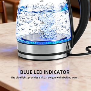 Bouilloire électrique en verre 2,0 L 1500 W avec lumière LED 360° °   Base sans fil à arrêt automatique CE/GS/CB, disponible en version OEM, qualité hôtelière - Product Image 5