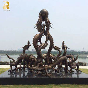 Estatua de dragón china de bronce para decoración de jardín, escultura de Animal de Metal antigua, grande, para exteriores - Product Image 2