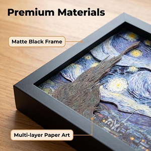 Cuadro Decorativo con Luz Nocturna de la <span class=keywords><strong>Noche</strong></span> <span class=keywords><strong>Estrellada</strong></span> de Van Gogh, Tallado en Papel 3D Personalizado, Certificado RoHS CE, OEM ODM - Product Image 5