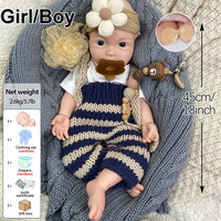 Poupées reborn en silicone réalistes de 18 pouces, texture de peau douce au toucher réel, bébé nouveau-né à bouche ouverte, poupée de collection pour cadeau de vacances