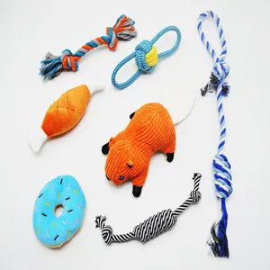 卸売ストレス解消犬のおもちゃセット噛むおもちゃぬいぐるみきしむ綿ロープおもちゃセット犬のバイトロープ