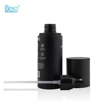 Botol Semprot Kosmetik Kosong Matte Black Mist 30ml hingga 200ml 5oz, Botol Plastik PCR untuk Serum Toner dengan Tutup Pompa Hitam