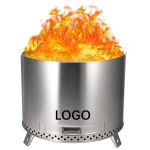 Estufa portátil de camping con logotipo, quemador de leña de acero inoxidable, brasero sin humo para exteriores con cenicero para calefacción de patio - Product Image 1
