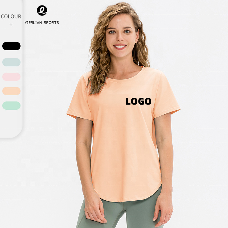 2023 Casual Loose Light Breathable Stretch Short Sleeves Running Training Workout Yoga Gym Summer Women Sport Top Shirts T Shirt