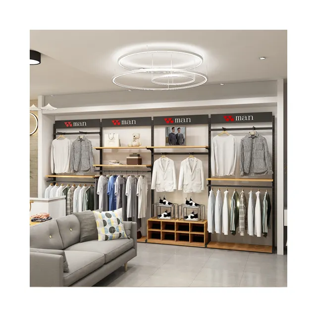 Commerciale negozio di vestiti personalizzati altezza regolabile a parete espositori appendiabiti per negozio di abbigliamento tendenza appendiabiti