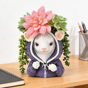 Maceta Creativa con Diseño de Animal de Dibujos Animados, Decoración de Escritorio para Interiores, Bonsái Artesanal, Adorno para el Hogar con Flores Artificiales - Product Image 2