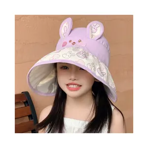 wholesale 2024 annual bestseller children's cartoon fisherman caps down. Three-dimensional rabbit ear visor