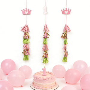 Décorations suspendues EASTTERN avec pompons pour fête du 1er <span class=keywords><strong>anniversaire</strong></span> d'une petite fille - Product Image 5