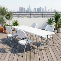 Table portable en plastique solide de 183 cm, plateau anti-taches et non poreux, empilable. Idéal pour les banquets, la formation et les stands d'exposition.