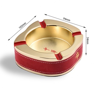 Cenicero de Metal de Aleación de Zinc y Cuero PU Rojo de Lujo con Logotipo Personalizado Estilo Chino - Product Image 4