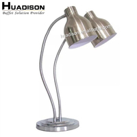 Station de présentation alimentaire en acier inoxydable pour hôtel Huadison, avec lampe chauffante pour aliments