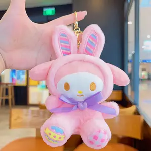 DL1231230 Cute Cartoon Plush Keychain Couple Doll Pendant Key Ring Long Ear Plush Dog and Sario Key Chains