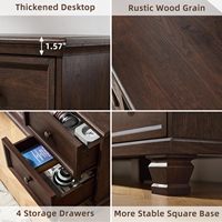 Meuble TV de style farmhouse de 62 pouces avec 4 tiroirs et 2 armoires à portes vitrées, console multimédia en bois rustique avec étagères réglables pour téléviseurs jusqu'à 70 pouces