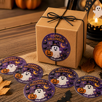 Étiquettes d'Halloween personnalisées, autocollants fantômes et citrouilles effrayants, autocollants adhésifs pour emballages commerciaux, bocaux, enveloppes