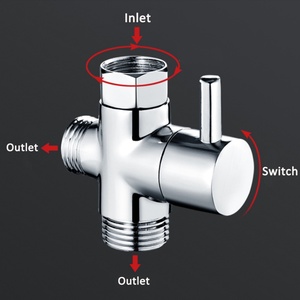 Válvula de Distribución de Agua de Latón Cromado Plateado de 3 Vías, Adaptador en T G1/2", Válvula Desviadora para Cabezal de Ducha de Baño - Product Image 4