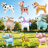 Globo de Aluminio con Forma de Animal Caminante, Inflable, con Ruedas y Cuerdas, Elefante, Unicornio, León, Perro, Gato, Conejo, Regalos de Cumpleaños 3D